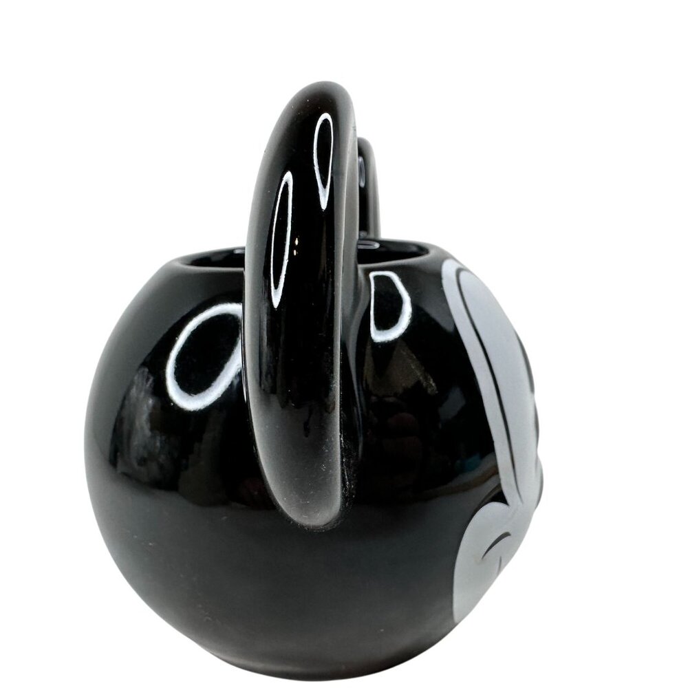 Vintage Disney Mickey Mouse Ceramic Mug W/ Spoon‎ Black & White 3D Ears D Handle - Picture 12 of 16